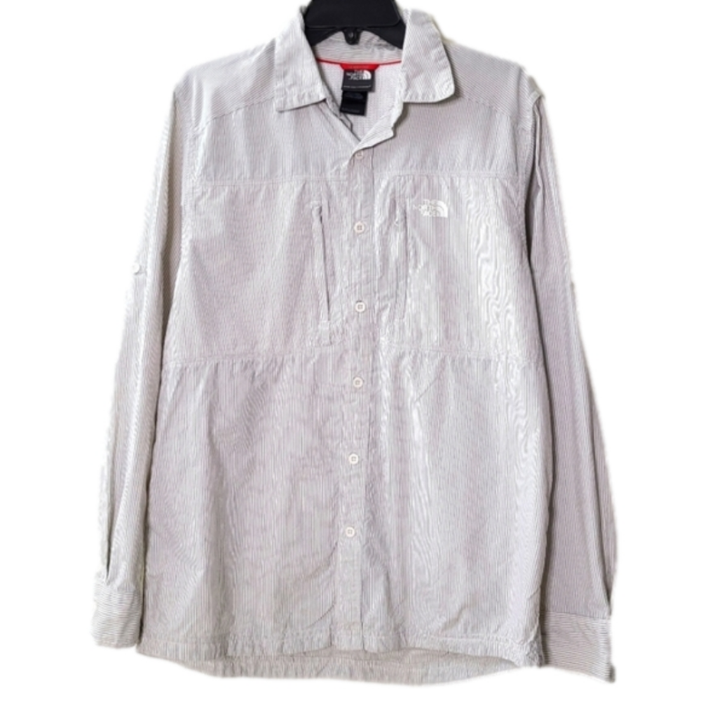 THE North Face pinstripes button-down long-sleeve relaxed fit shirt, M (PTP 20")